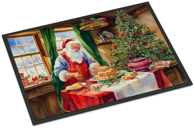 Main image of NEW Cookies with Santa Claus Papa Noel Doormat Front Door Mat Indoor Outdoor Rugs for Entryway, Non Slip Washable Low Pile, 18H X 27W
