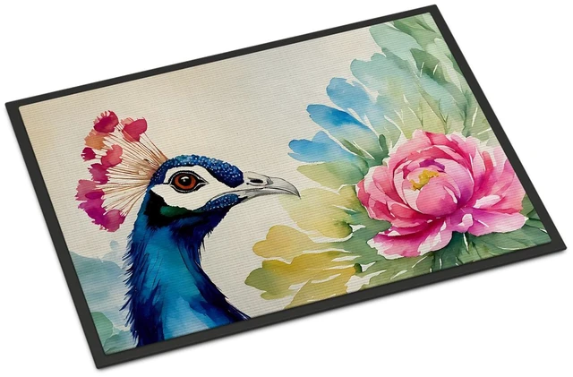 Main image of NEW Peacock Doormat Front Door Mat Indoor Outdoor Rugs for Entryway, Non Slip Washable Low Pile, 18H X 27W