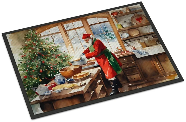 Main image of NEW Cookies with Santa Claus Weihnachtsmann Doormat Front Door Mat Indoor Outdoor Rugs for Entryway, Non Slip Washable Low Pile, 18H X 27W