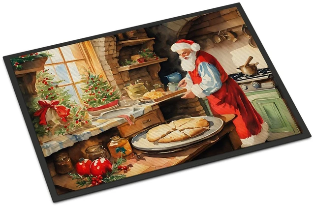 Main image of NEW Cookies with Santa Claus Doormat Front Door Mat Indoor Outdoor Rugs for Entryway, Non Slip Washable Low Pile, 18H X 27W