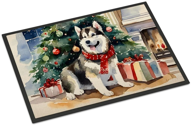 Main image of NEW Alaskan Malamute Cozy Christmas Doormat Front Door Mat Indoor Outdoor Rugs for Entryway, Non Slip Washable Low Pile, 18H X 27W