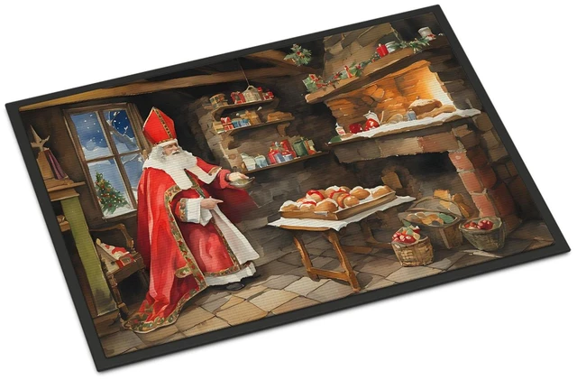 Main image of NEW Cookies with Santa Claus Sinterklaas Doormat Front Door Mat Indoor Outdoor Rugs for Entryway, Non Slip Washable Low Pile, 18H X 27W