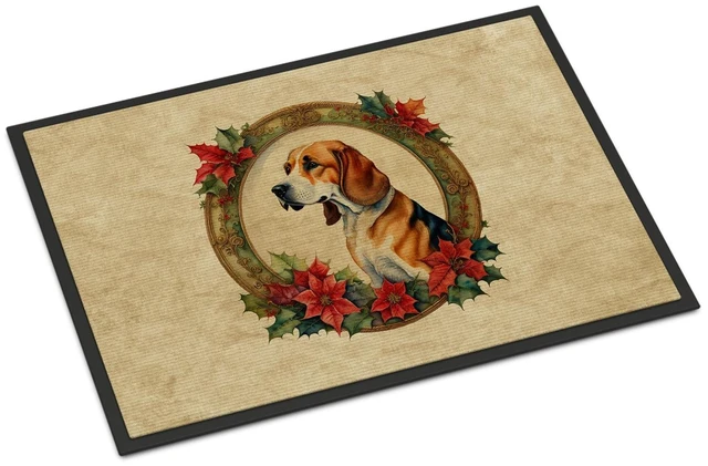 Main image of NEW American Foxhound Christmas Flowers Doormat Front Door Mat Indoor Outdoor Rugs for Entryway, Non Slip Washable Low Pile, 18H X 27W