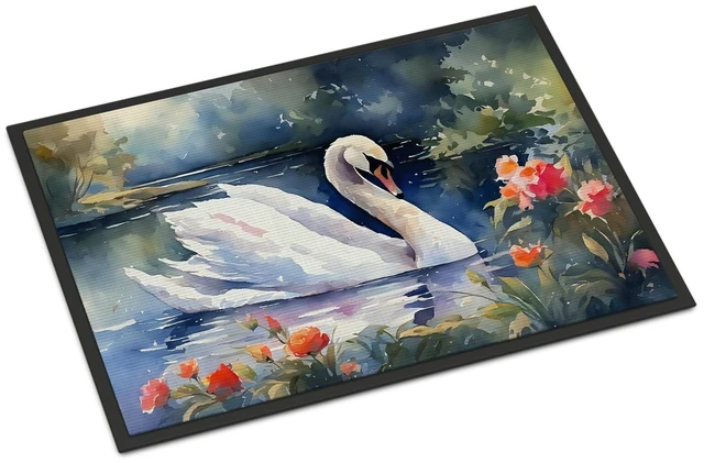 Main image of NEW Swan Doormat Front Door Mat Indoor Outdoor Rugs for Entryway, Non Slip Washable Low Pile, 18H X 27W