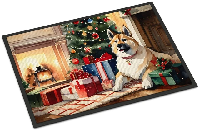 Main image of NEW Akita Cozy Christmas Doormat Front Door Mat Indoor Outdoor Rugs for Entryway, Non Slip Washable Low Pile, 18H X 27W