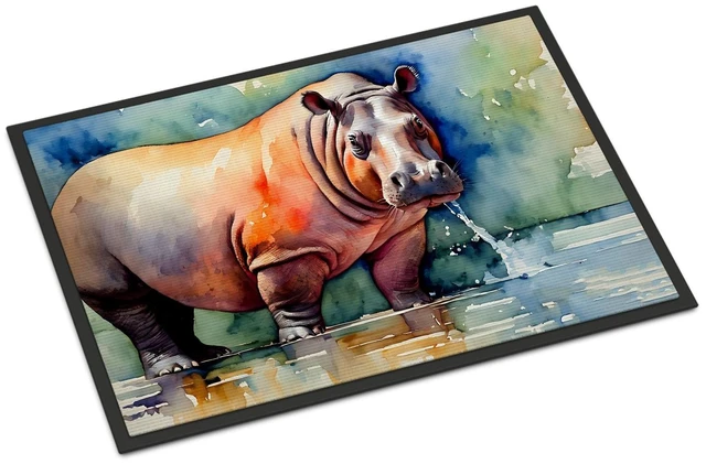 Main image of NEW Hippopotamus Doormat Front Door Mat Indoor Outdoor Rugs for Entryway, Non Slip Washable Low Pile, 18H X 27W