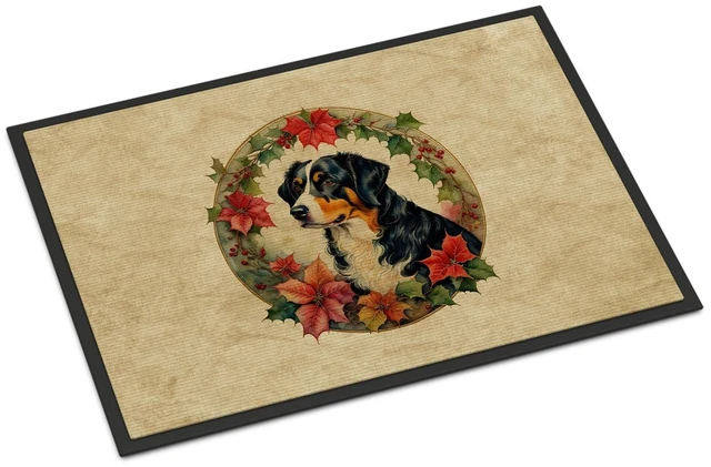 Main image of NEW Appenzeller Sennenhund Christmas Flowers Doormat Front Door Mat Indoor Outdoor Rugs for Entryway, Non Slip Washable Low Pile, 18H X 27W