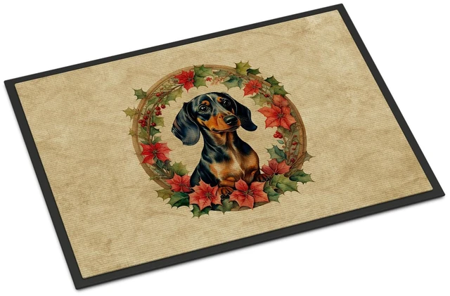 Main image of NEW Dachshund Christmas Flowers Doormat Front Door Mat Indoor Outdoor Rugs for Entryway, Non Slip Washable Low Pile, 18H X 27W