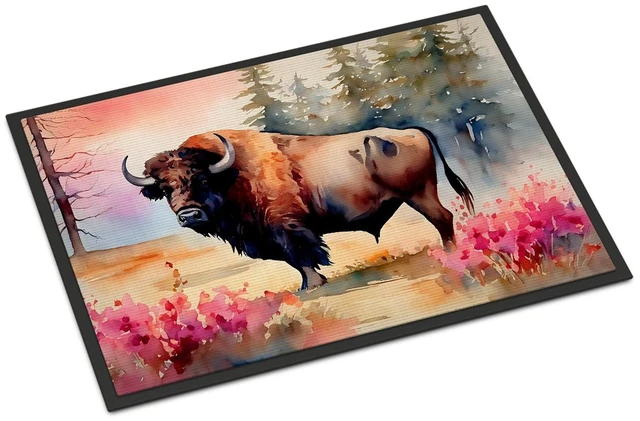 Main image of NEW Wood Bison Doormat Front Door Mat Indoor Outdoor Rugs for Entryway, Non Slip Washable Low Pile, 18H X 27W