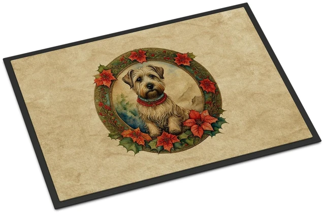Main image of NEW Glen of Imaal Terrier Christmas Flowers Doormat Front Door Mat Indoor Outdoor Rugs for Entryway, Non Slip Washable Low Pile, 18H X 27W