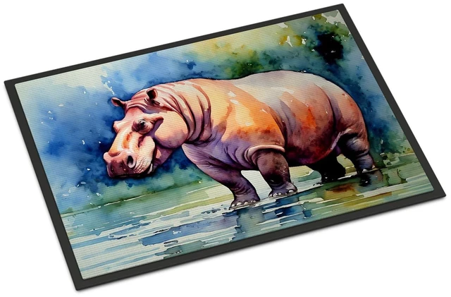 Main image of NEW Hippopotamus Doormat Front Door Mat Indoor Outdoor Rugs for Entryway, Non Slip Washable Low Pile, 18H X 27W