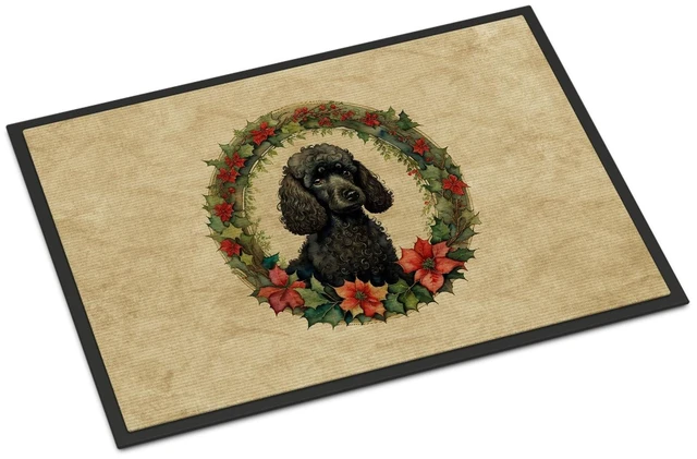 Main image of NEW Poodle Christmas Flowers Doormat Front Door Mat Indoor Outdoor Rugs for Entryway, Non Slip Washable Low Pile, 18H X 27W