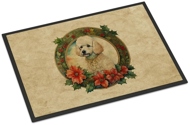 Main image of NEW Poodle Christmas Flowers Doormat Front Door Mat Indoor Outdoor Rugs for Entryway, Non Slip Washable Low Pile, 18H X 27W