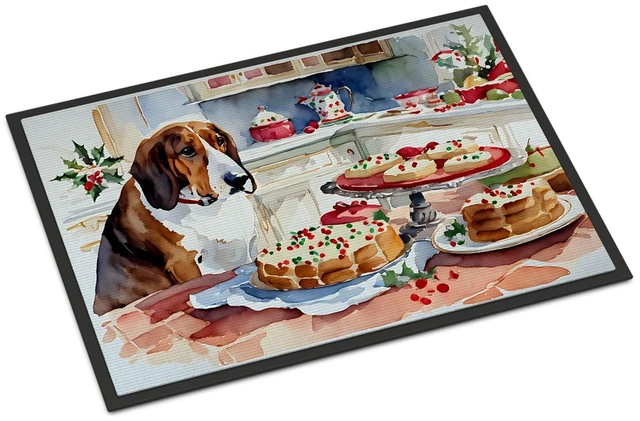 Main image of NEW Basset Hound Christmas Cookies Doormat Front Door Mat Indoor Outdoor Rugs for Entryway, Non Slip Washable Low Pile, 18H X 27W