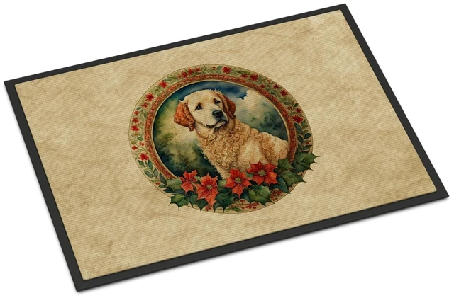 Main image of NEW Kuvasz Christmas Flowers Doormat Front Door Mat Indoor Outdoor Rugs for Entryway, Non Slip Washable Low Pile, 18H X 27W