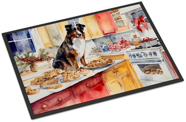Main image of NEW Australian Shepherd Christmas Cookies Doormat Front Door Mat Indoor Outdoor Rugs for Entryway, Non Slip Washable Low Pile, 18H X 27W