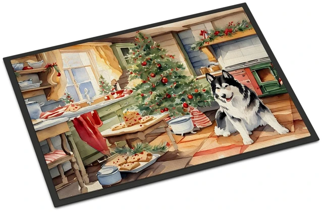 Main image of NEW Alaskan Malamute Christmas Cookies Doormat Front Door Mat Indoor Outdoor Rugs for Entryway, Non Slip Washable Low Pile, 18H X 27W