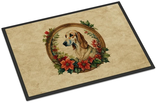 Main image of NEW Saluki Christmas Flowers Doormat Front Door Mat Indoor Outdoor Rugs for Entryway, Non Slip Washable Low Pile, 18H X 27W