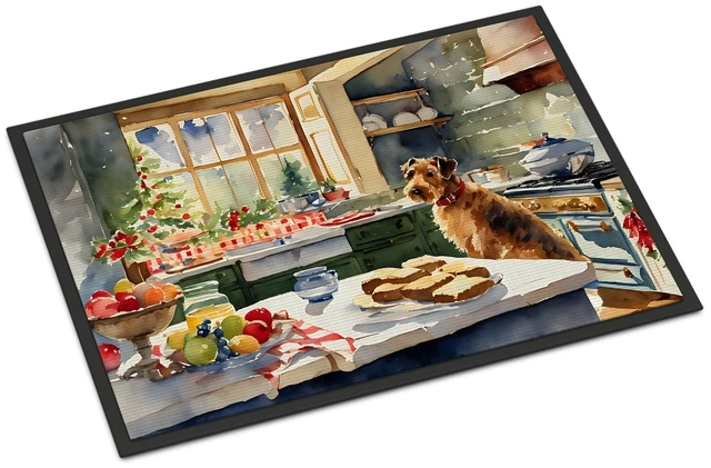 Main image of NEW Airedale Terrier Christmas Cookies Doormat Front Door Mat Indoor Outdoor Rugs for Entryway, Non Slip Washable Low Pile, 18H X 27W