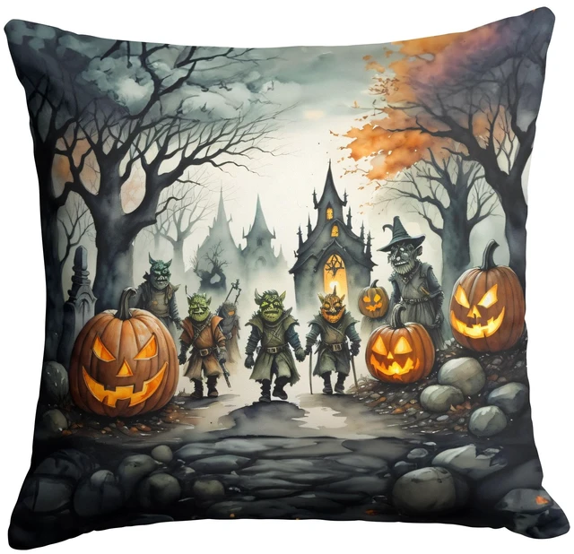 Main image of Orcs Spooky Halloween Throw Pillow Machine Washable, Indoor Outdoor Decorative Pillow for Couch, Bed or Patio, 18Hx18W