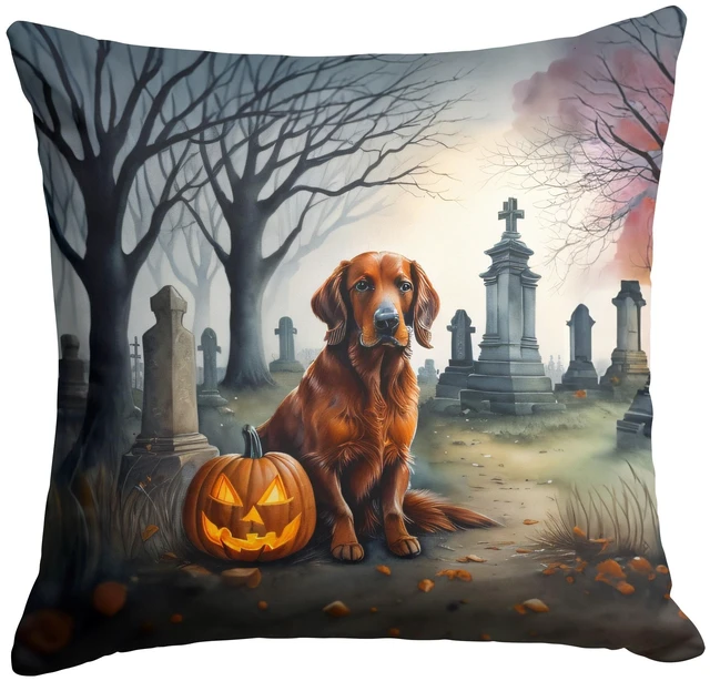 Main image of Irish Setter Spooky Halloween Throw Pillow Machine Washable, Indoor Outdoor Decorative Pillow for Couch, Bed or Patio, 18Hx18W
