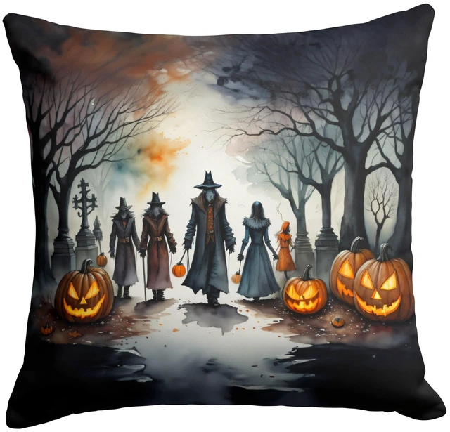 Main image of Vampires Spooky Halloween Throw Pillow Machine Washable, Indoor Outdoor Decorative Pillow for Couch, Bed or Patio, 18Hx18W