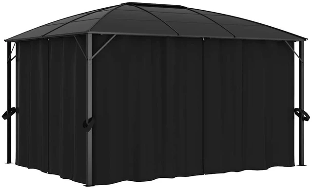Main image of vidaXL Gazebo with Curtains 157.5"x118.1"x104.3" Anthracite