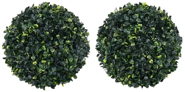 Alt view image 12 of 12 - vidaXL 2x Artificial Boxwood Balls 17.7" Artificial Flora Decor Fake Plant