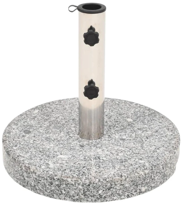 Alt view image 14 of 14 - vidaXL 44lb Round Umbrella Base with Handles, Patio Parasol Base for 1.5"/1.9" Pole Sizes, Granite Plate, Stainless Steel Pipe, Elegant Style, Ø15.7"x14.4" Gray