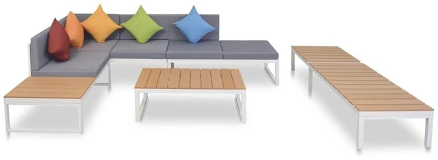 Main image of 5 Piece Garden Lounge Set with Cushions Aluminium and WPC