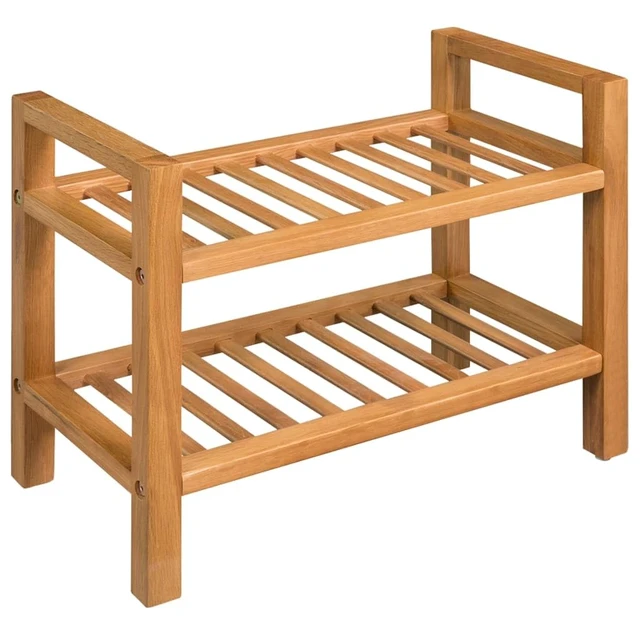 Alt view image 14 of 14 - vidaXL Shoe Rack 2-Tier Shoe Storage Organizer Shoe Shelf Holder Solid Oak Wood