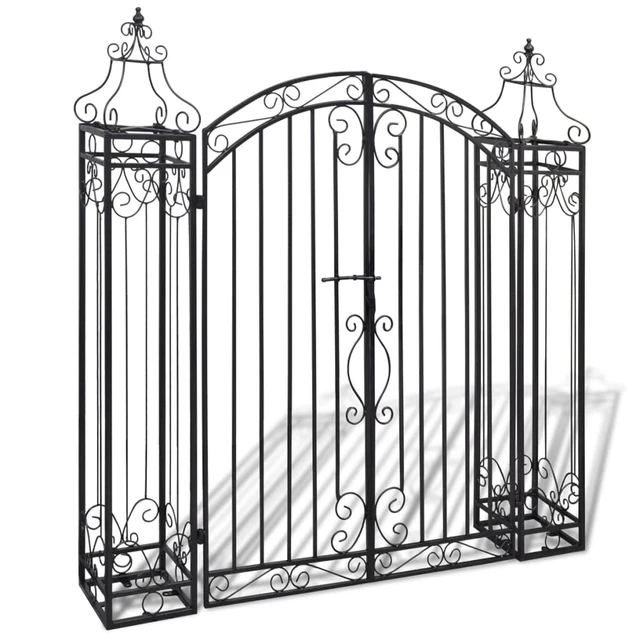 Alt view image 11 of 11 - vidaXL Garden Gate Ornamental Fence Gate with Bolt Hinge Trellis Wrought Iron