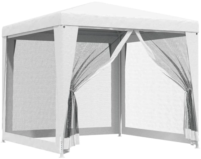 Alt view image 11 of 11 - vidaXL Party Tent with 4 Mesh Sidewalls 8.2'x8.2' White