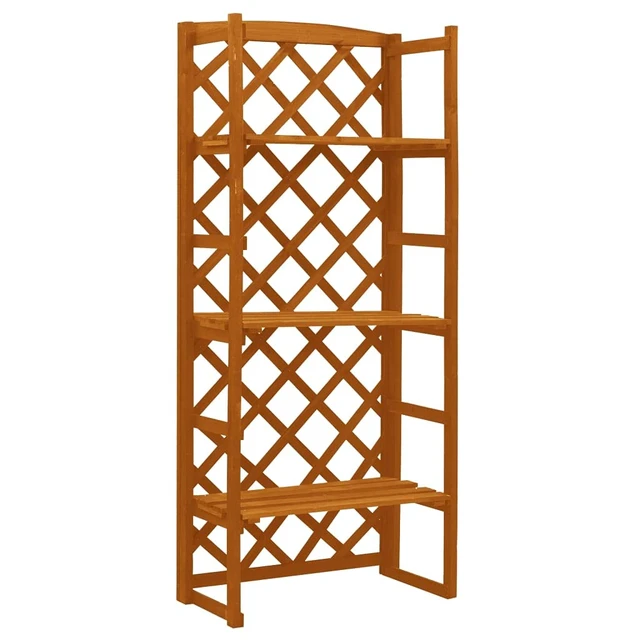 Alt view image 13 of 13 - vidaXL Plant Rack 3-Tier Plant Stand with Trellis Plant Shelves Solid Firwood