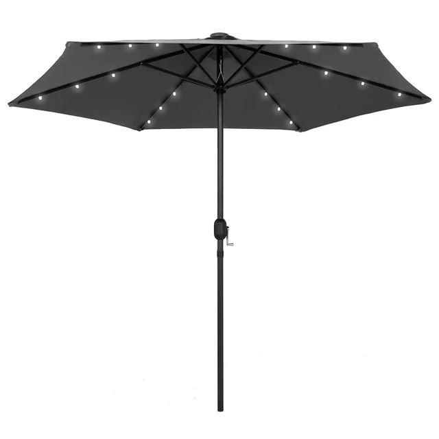 Alt view image 8 of 8 - vidaXL Garden Parasol Outdoor Patio Sunshade with Solar LEDs Umbrella Anthracite