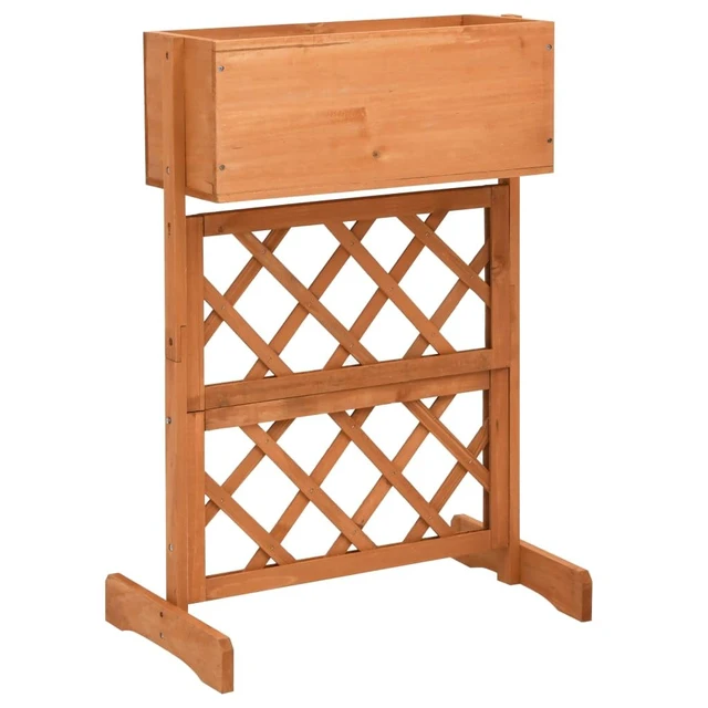 Alt view image 12 of 12 - vidaXL Planter Flower Box Trellis Raised Bed Outdoor Planter Solid Firwood