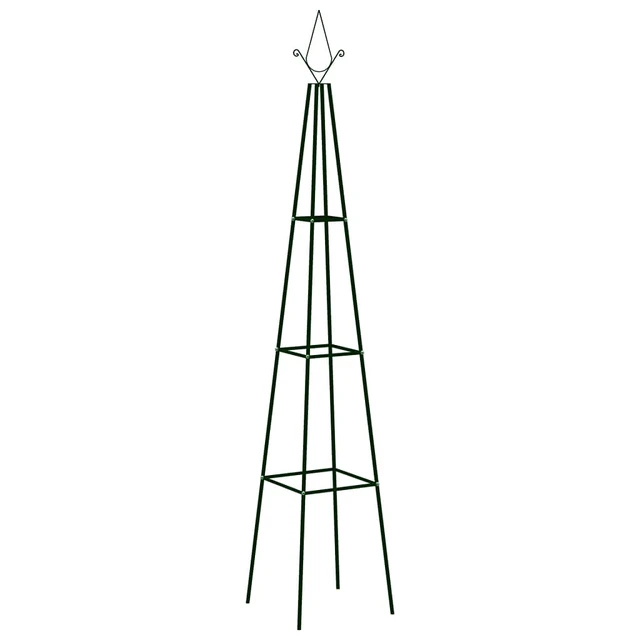 Alt view image 10 of 10 - vidaXL Garden Climbing Plant Racks 2 pcs Dark Green 13.8"x13.8"x76.8" Iron