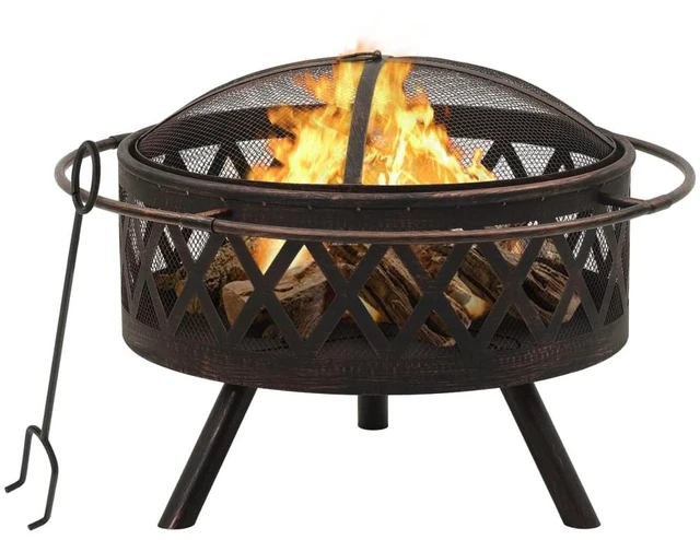 Alt view image 12 of 12 - vidaXL Fire Pit Outdoor Fireplace for Camping Firebowl with Poker XXL Steel