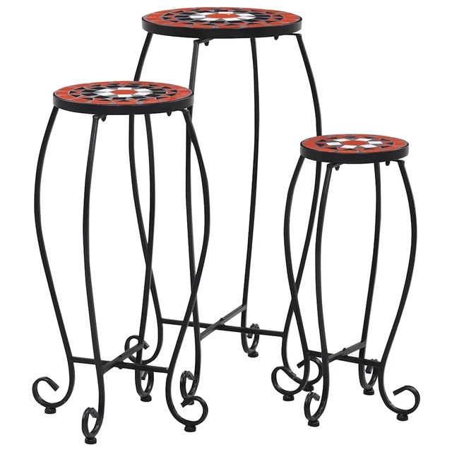 Alt view image 14 of 14 - vidaXL Plant Table 3 Pcs Flower Pot Stand for Patio Terracotta and White Ceramic