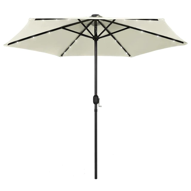 Alt view image 13 of 13 - vidaXL Parasol with LED Lights and Aluminum Pole 106.3" Sand White Garden