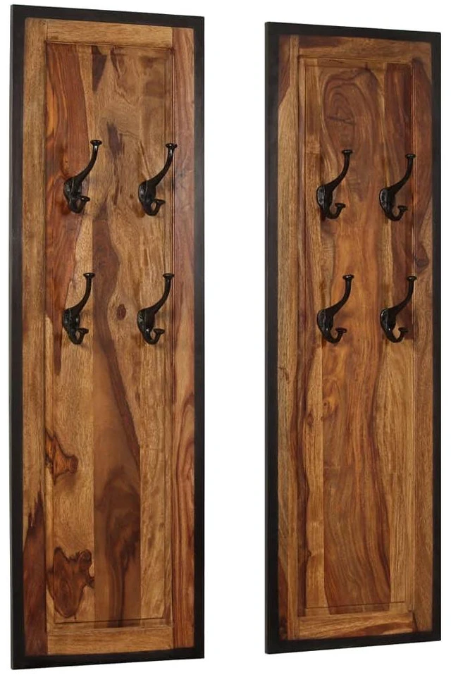 Alt view image 19 of 19 - vidaXL Coat Racks 2 pcs Solid Sheesham Wood