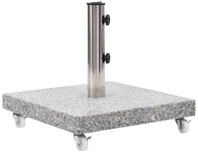 Alt view image 14 of 14 - vidaXL 66.1lb Square Umbrella Base with Wheels, Patio Parasol Base for 1.5"/1.9" Pole Sizes, Granite Plate, Stainless Steel Pipe, Elegant Style, 17.7"x17.7" Gray
