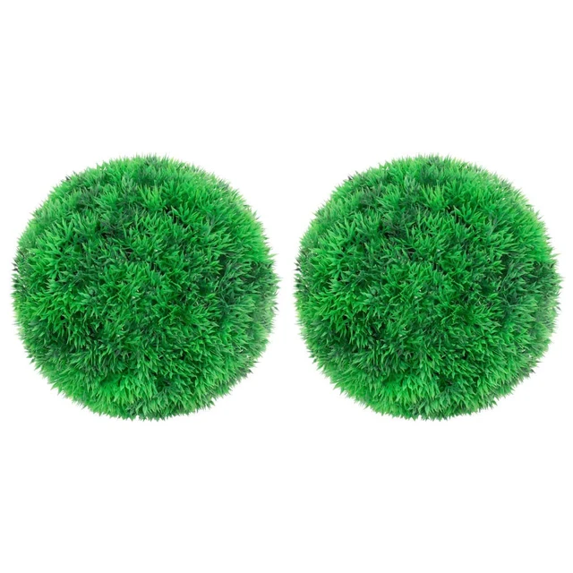Alt view image 9 of 9 - vidaXL Fake Plant 2 Pcs Artificial Plant Boxwood Topiary Ball Floral Decor 8.7"