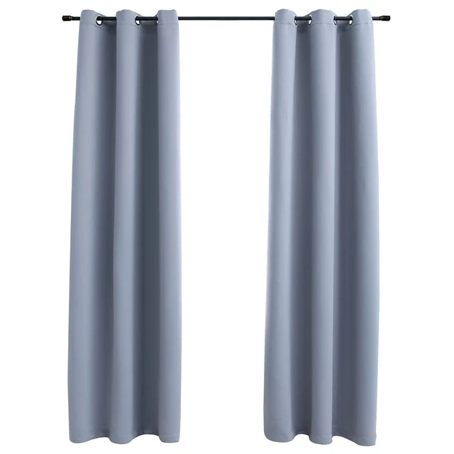 Alt view image 9 of 9 - vidaXL Curtains 2 Pcs Blackout Curtains Window Blinds with Rings Gray Fabric