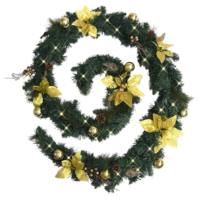 Alt view image 13 of 13 - vidaXL Christmas Garland Artificial Xmas Garland with LED Lights Green PVC