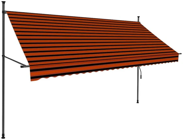 Alt view image 15 of 15 - vidaXL Manual Retractable Awning with LED 118.1" Orange and Brown