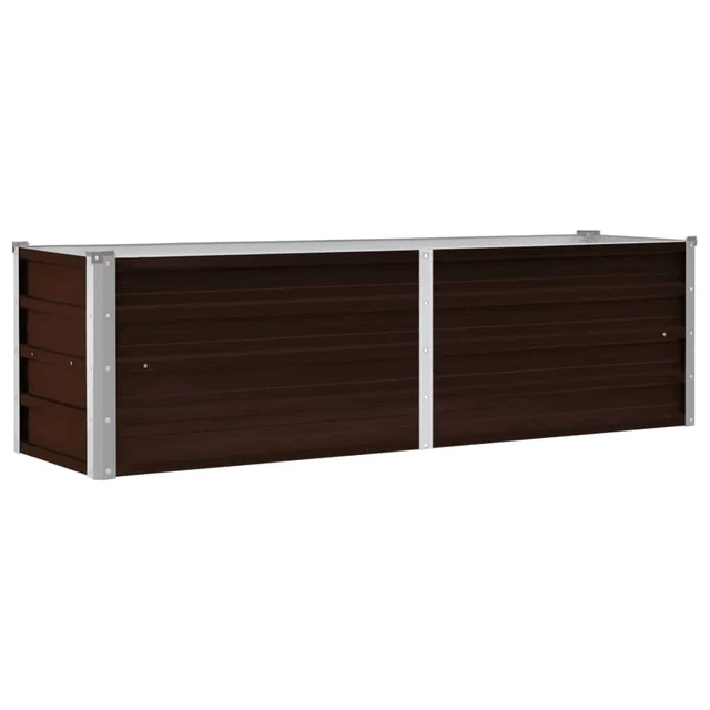 Alt view image 5 of 5 - vidaXL Garden Raised Bed Brown 63"x15.7"x17.7" Galvanized Steel