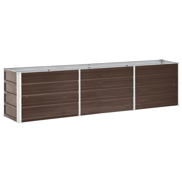 Alt view image 11 of 11 - vidaXL Garden Raised Bed Galvanized Steel 94.5"x15.7"x17.7" Brown