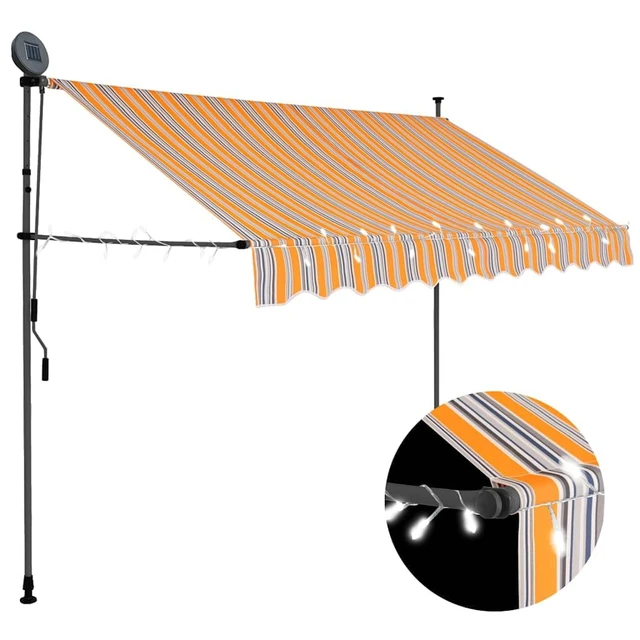 Alt view image 7 of 7 - vidaXL Retractable Awning Yellow and Blue Polyester with PU coating, Steel