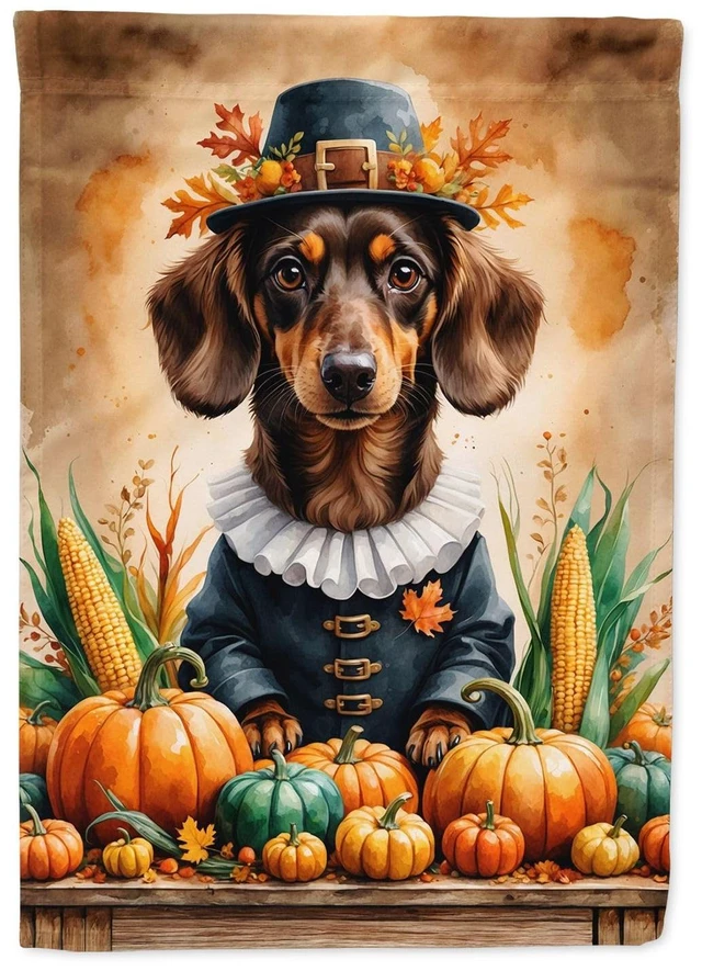 Main image of Caroline's Treasures Chocolate Dachshund Thanksgiving Garden Flag Mailbox Flag Decorative Yard Flag Banner Outside Patio Artwork